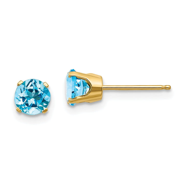 14k Yellow Gold Blue Topaz Birthstone Earrings