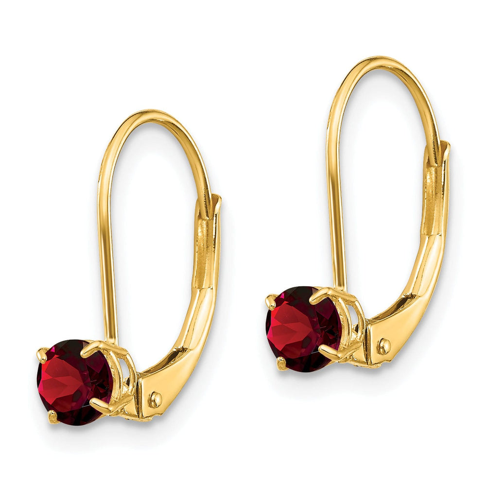 14k Yellow Gold Genuine Garnet Birthstone Earrings