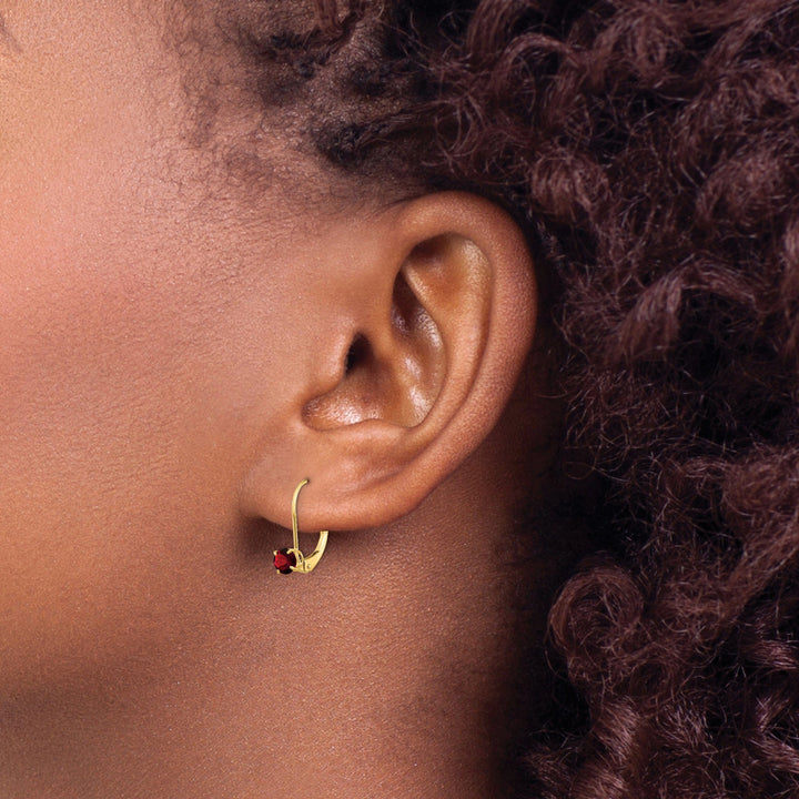 14k Yellow Gold Genuine Garnet Birthstone Earrings