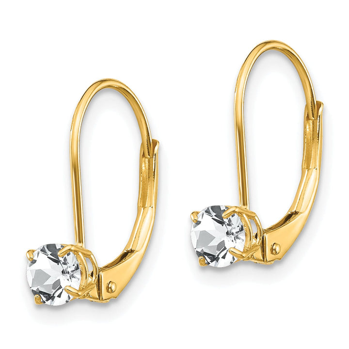 14k Yellow Gold White Zirconia Birthstone Earrings
