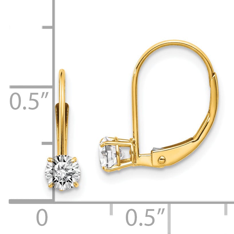 14k Yellow Gold White Zirconia Birthstone Earrings