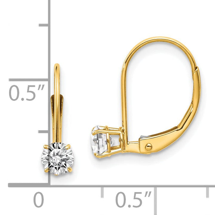 14k Yellow Gold White Zirconia Birthstone Earrings