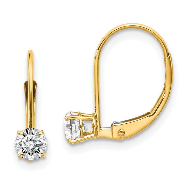 14k Yellow Gold White Zirconia Birthstone Earrings
