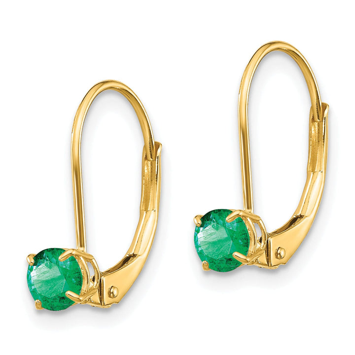 14k Yellow Gold Emerald Birthstone Earrings