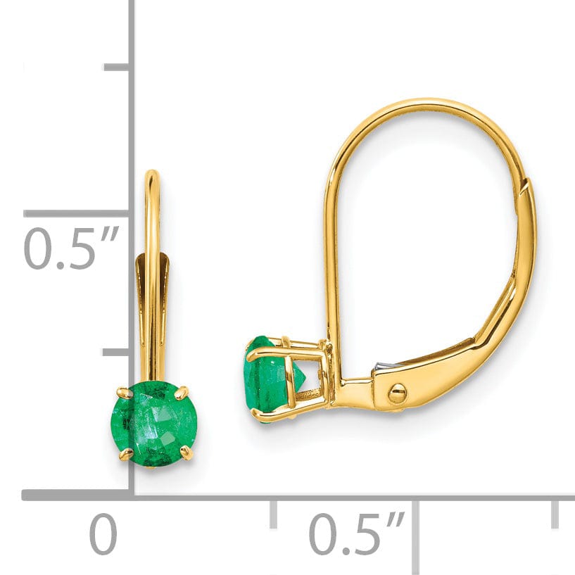 14k Yellow Gold Emerald Birthstone Earrings