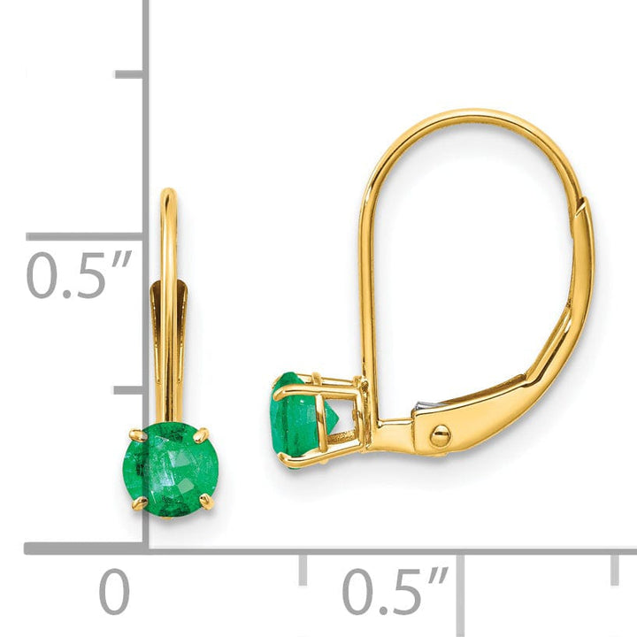 14k Yellow Gold Emerald Birthstone Earrings