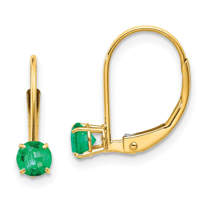 14k Yellow Gold Emerald Birthstone Earrings