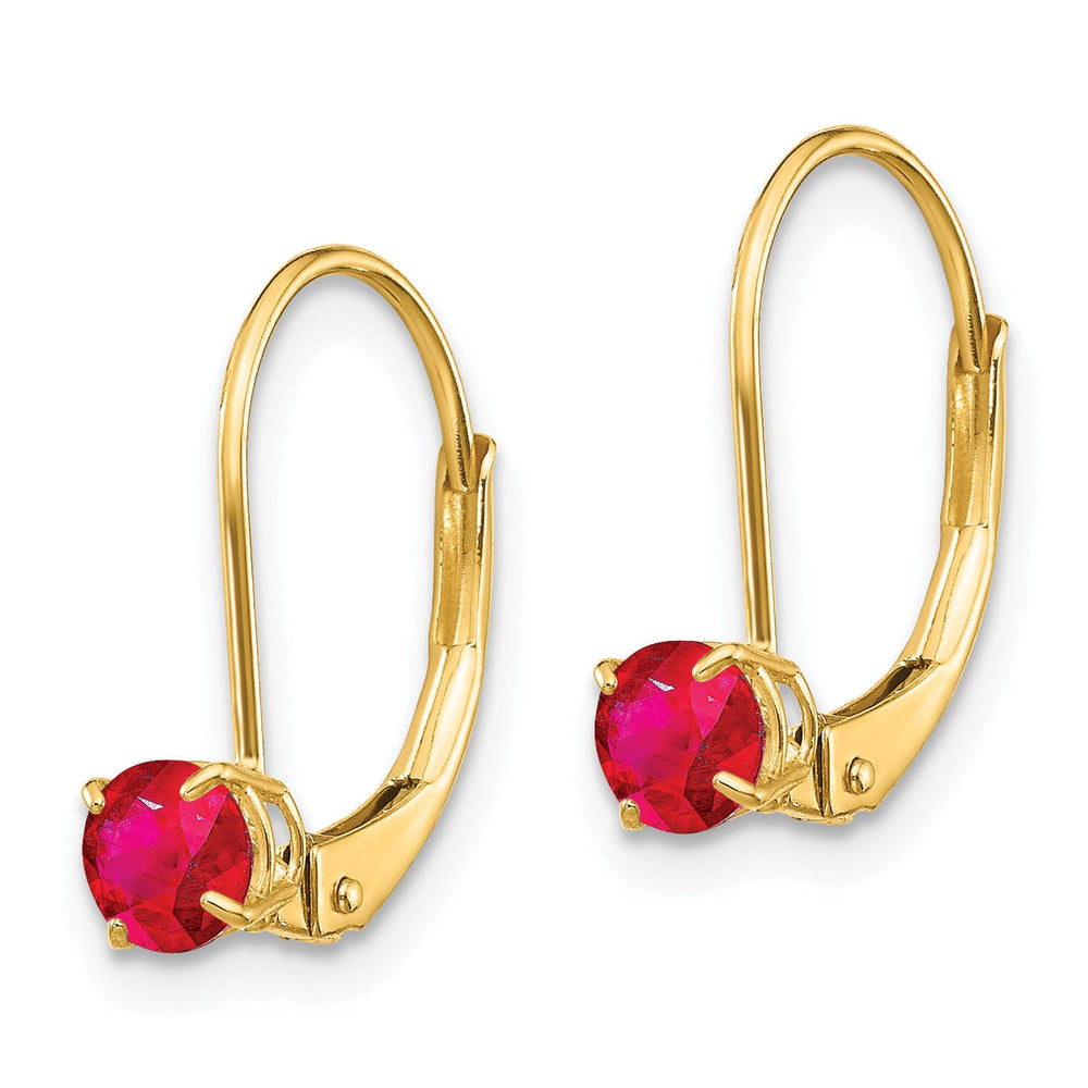 14k Yellow Gold Polished Ruby Birthstone Earrings