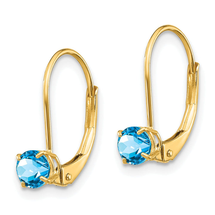 14k Yellow Gold Blue Topaz Birthstone Earrings