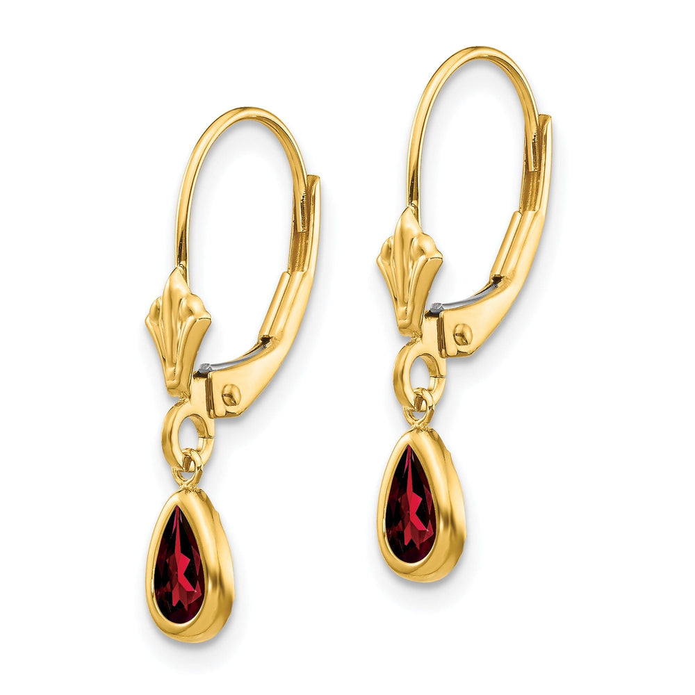 14k Yellow Gold Genuine Garnet Birthstone Earrings