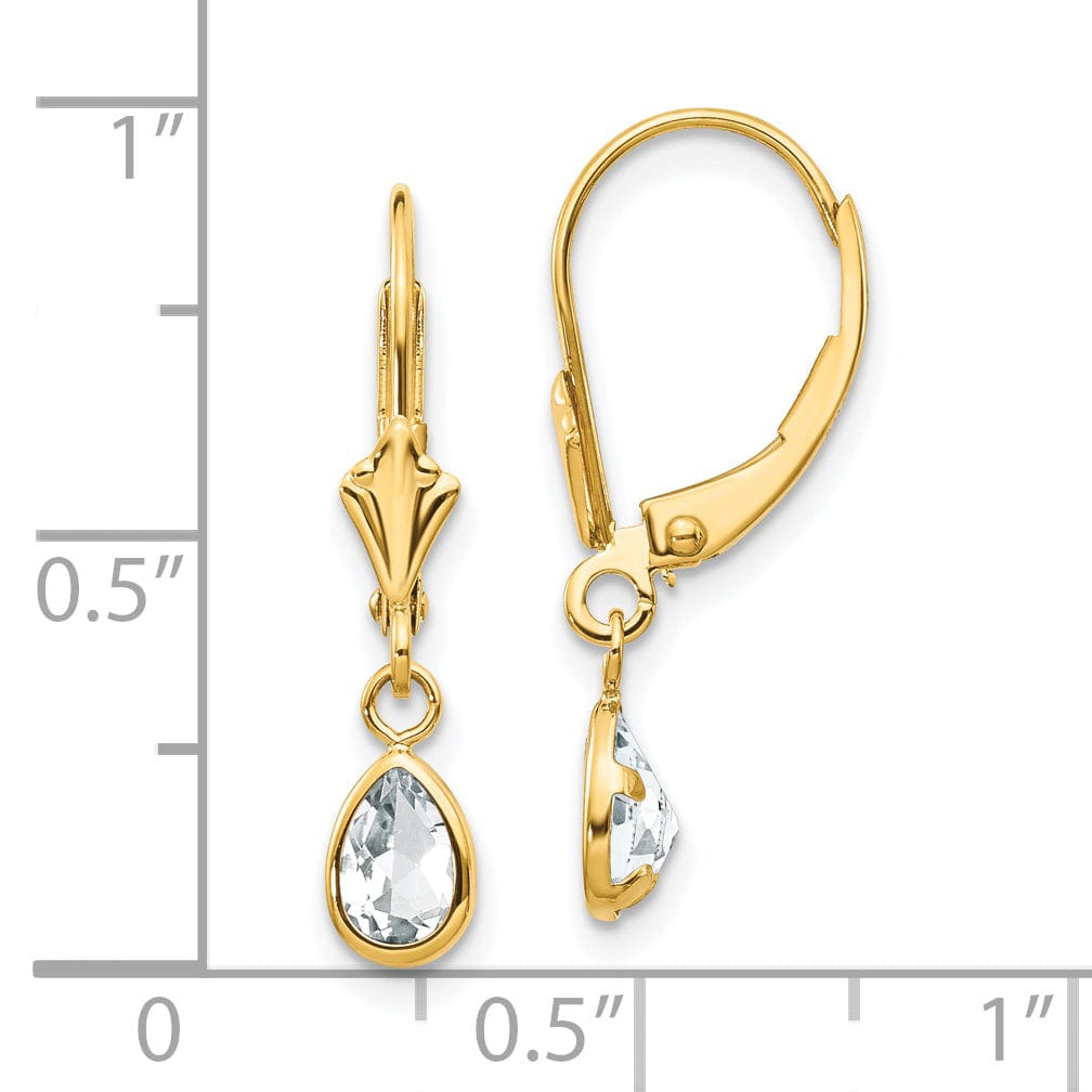14k Yellow Gold White Zirconia Birthstone Earrings