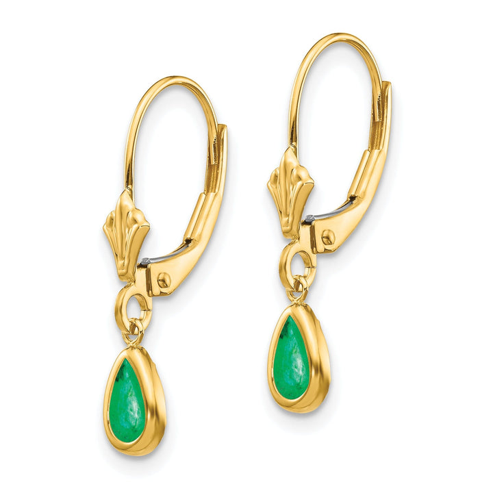 14k Yellow Gold Emerald Birthstone Earrings