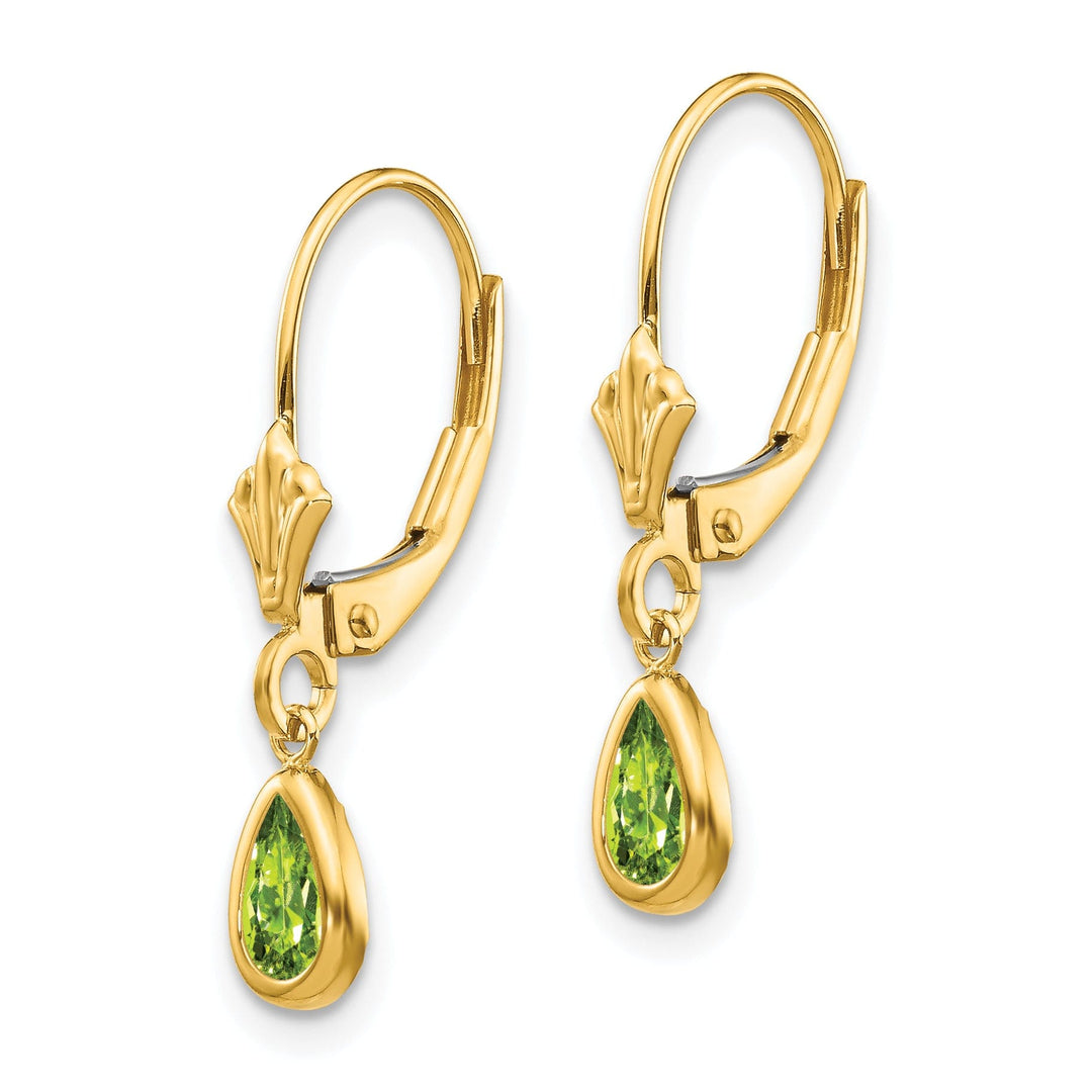 14k Yellow Gold Peridot Birthstone Earrings