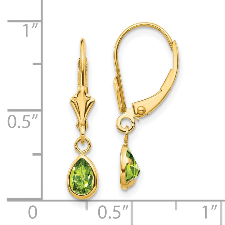 14k Yellow Gold Peridot Birthstone Earrings