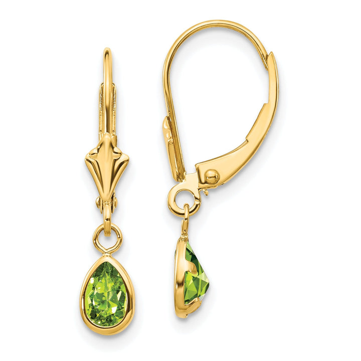 14k Yellow Gold Peridot Birthstone Earrings