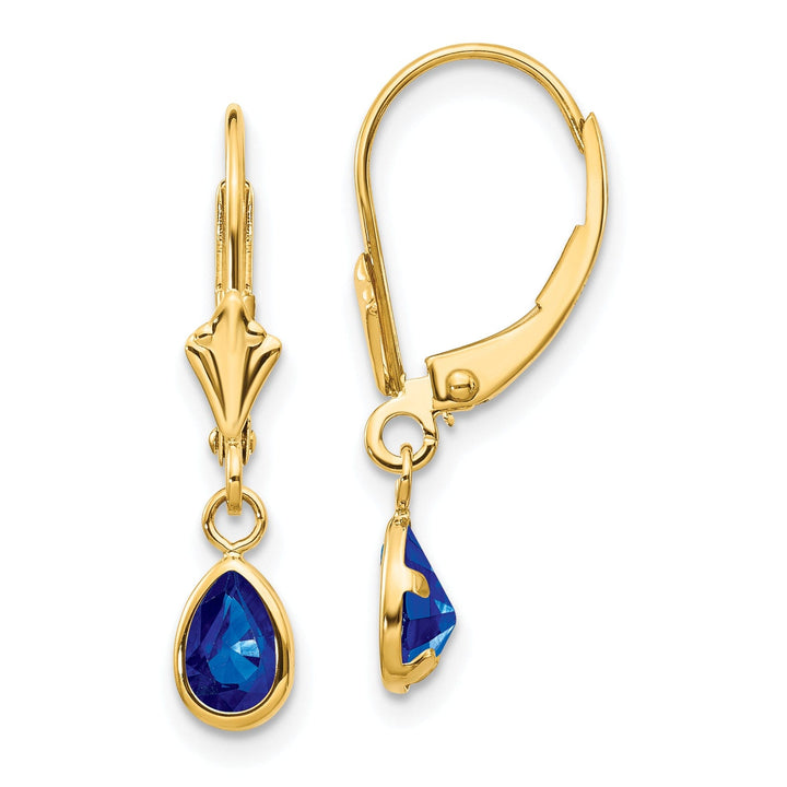 14k Yellow Gold Sapphire Birthstone Earrings