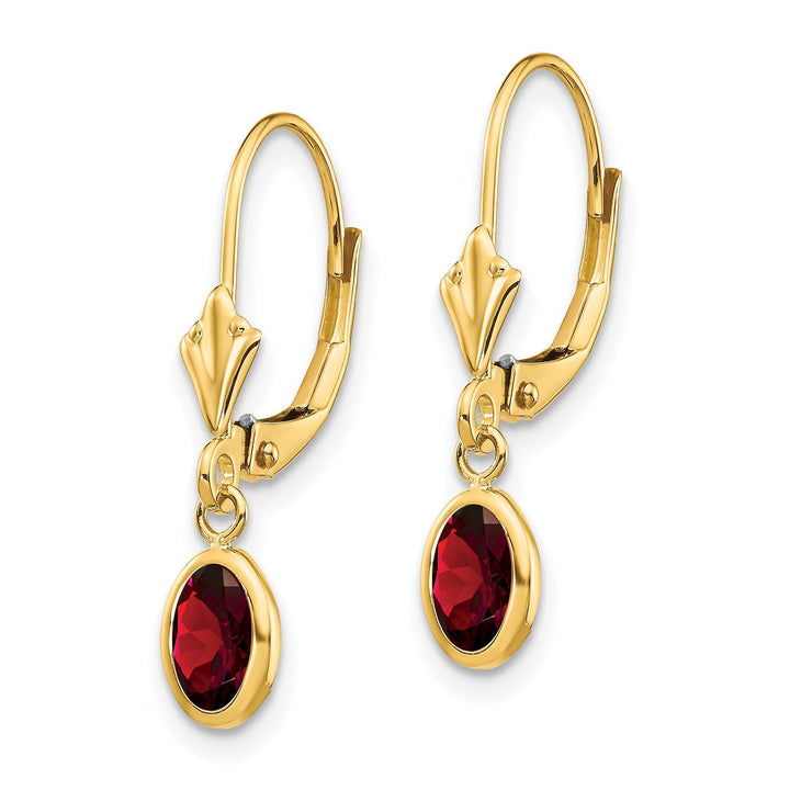 14k Yellow Gold Genuine Garnet Birthstone Earrings