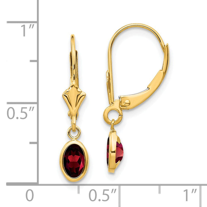 14k Yellow Gold Genuine Garnet Birthstone Earrings