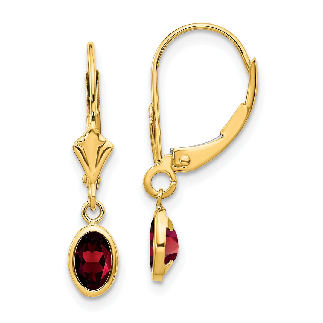 14k Yellow Gold Genuine Garnet Birthstone Earrings