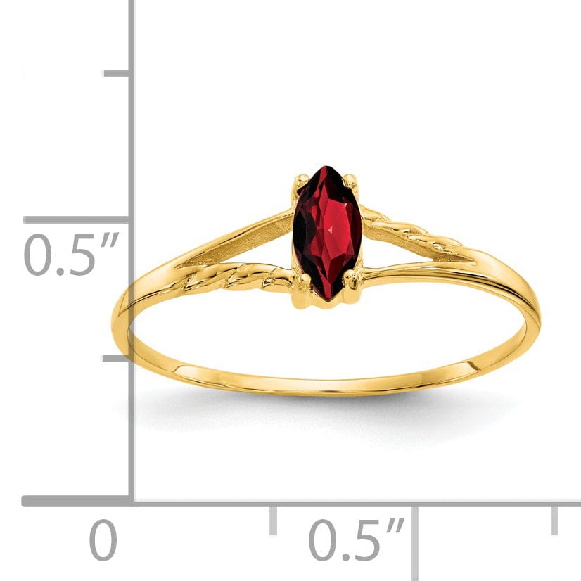 14k Yellow Gold Polished Garnet Birthstone Ring