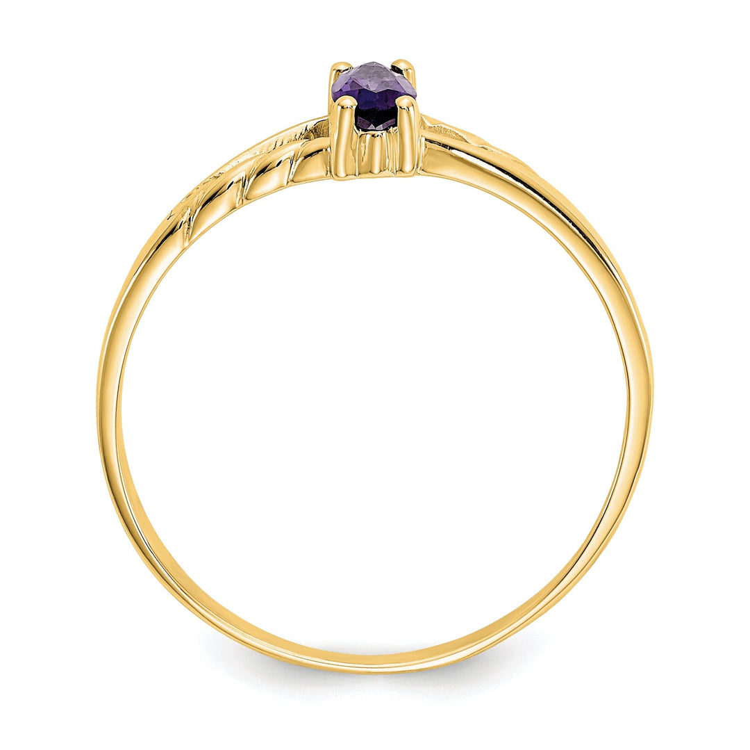 14k Yellow Gold Polished Amethyst Birthstone Ring