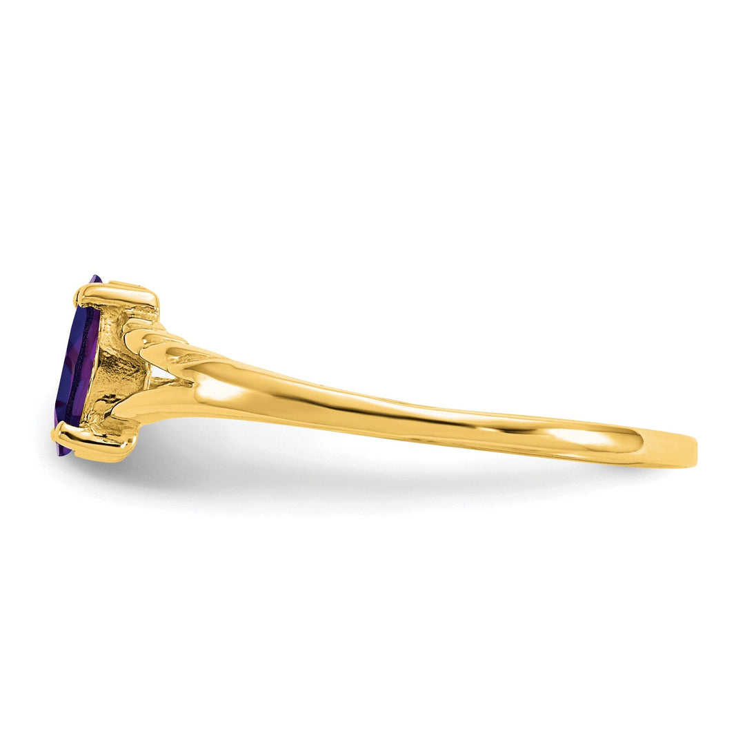 14k Yellow Gold Polished Amethyst Birthstone Ring