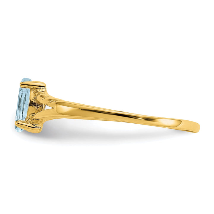 14k Yellow Gold Genuine Aquamarine Birthstone Ring