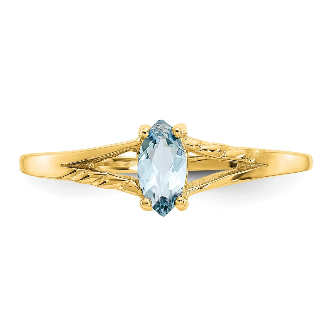 14k Yellow Gold Genuine Aquamarine Birthstone Ring