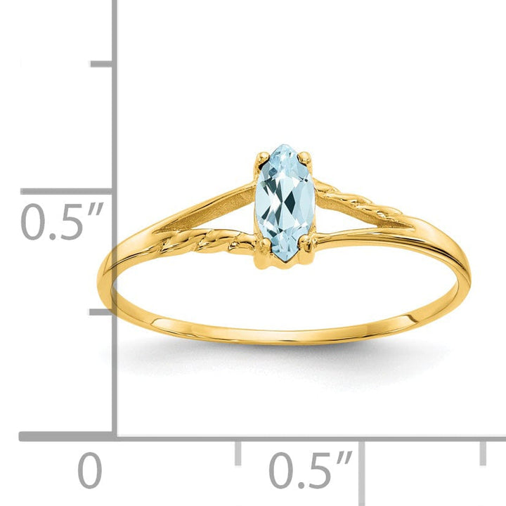 14k Yellow Gold Genuine Aquamarine Birthstone Ring