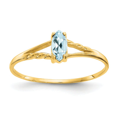 14k Yellow Gold Genuine Aquamarine Birthstone Ring at $ 136.85 only from Jewelryshopping.com