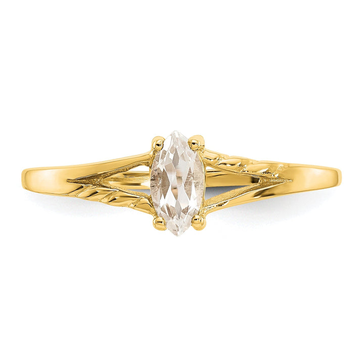 14k Yellow Gold White Topaz Birthstone Ring