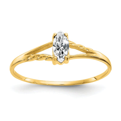 14k Yellow Gold White Topaz Birthstone Ring at $ 126.45 only from Jewelryshopping.com