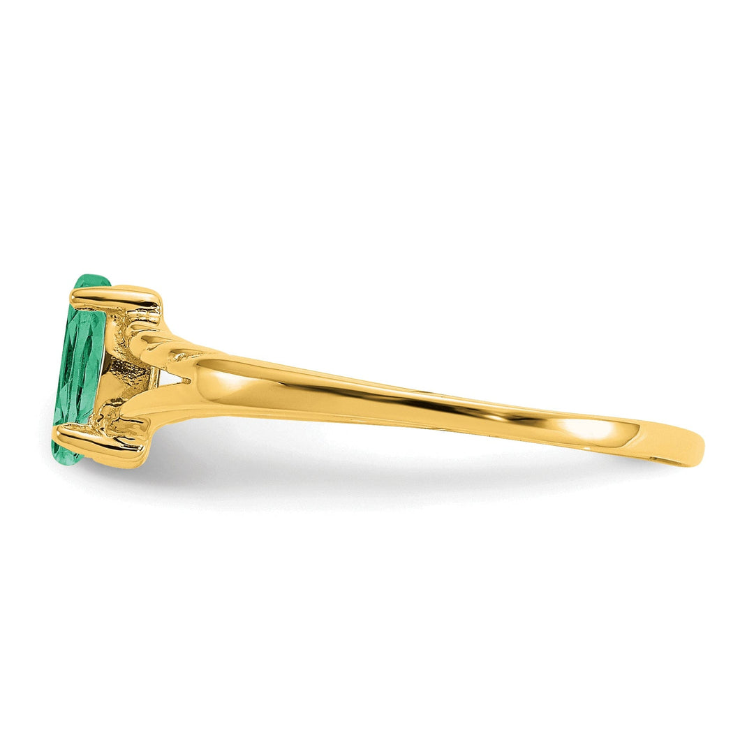 14k Yellow Gold Polished Emerald Birthstone Ring