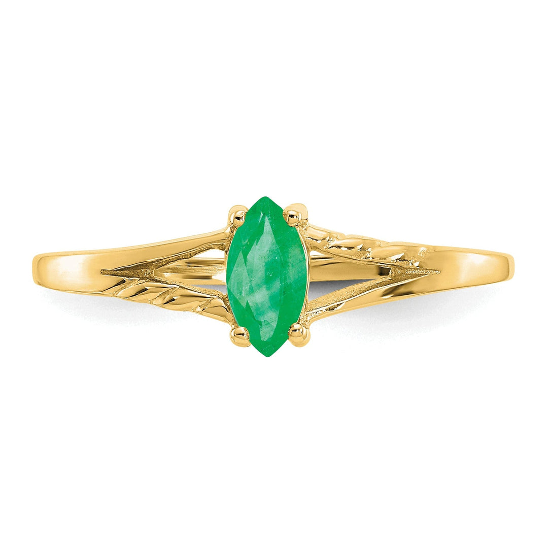14k Yellow Gold Polished Emerald Birthstone Ring