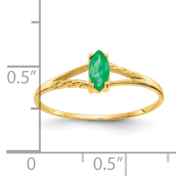 14k Yellow Gold Polished Emerald Birthstone Ring
