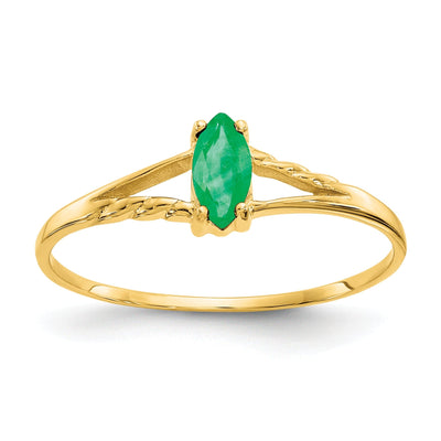 14k Yellow Gold Polished Emerald Birthstone Ring at $ 165.87 only from Jewelryshopping.com