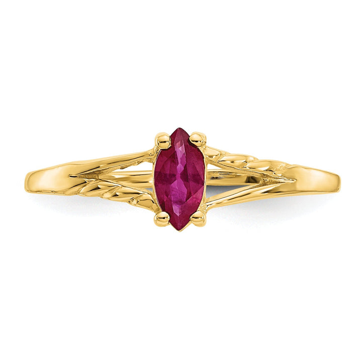 14k Yellow Gold Polished Ruby Birthstone Ring