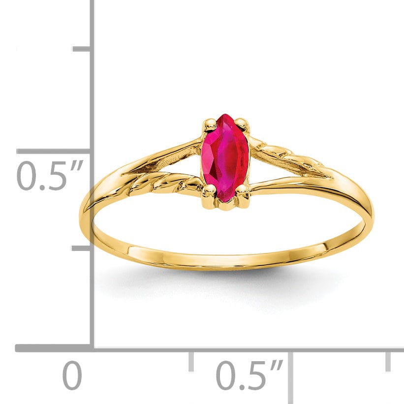 14k Yellow Gold Polished Ruby Birthstone Ring