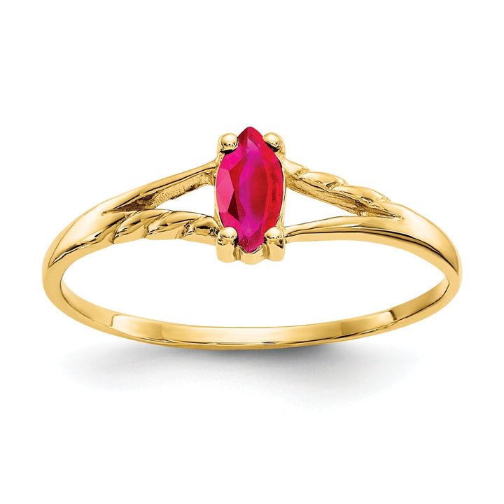 14k Yellow Gold Polished Ruby Birthstone Ring