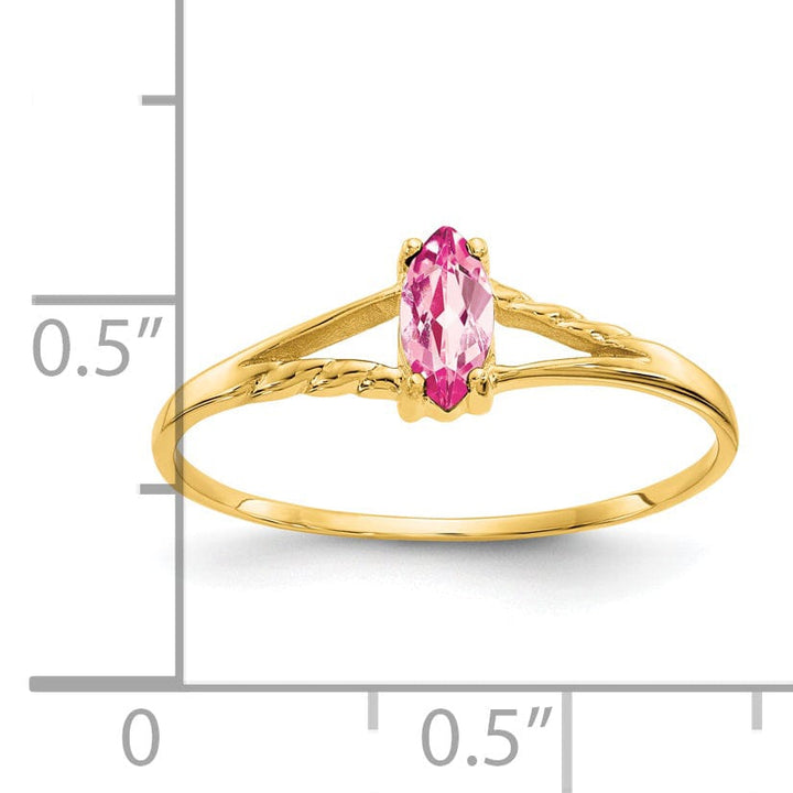 14k Yellow Gold Pink Tourmaline Birthstone Ring