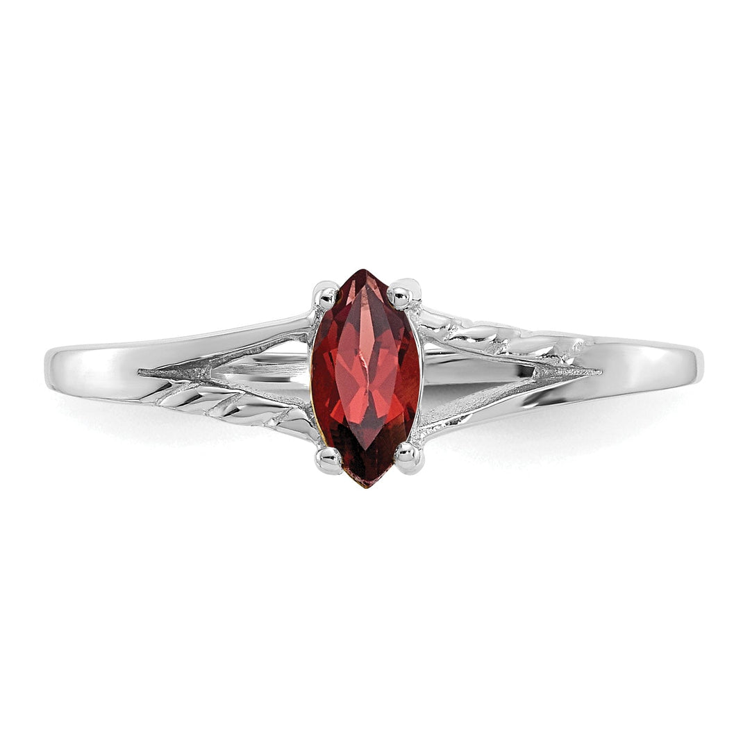 14k White Gold Polished Garnet Birthstone Ring