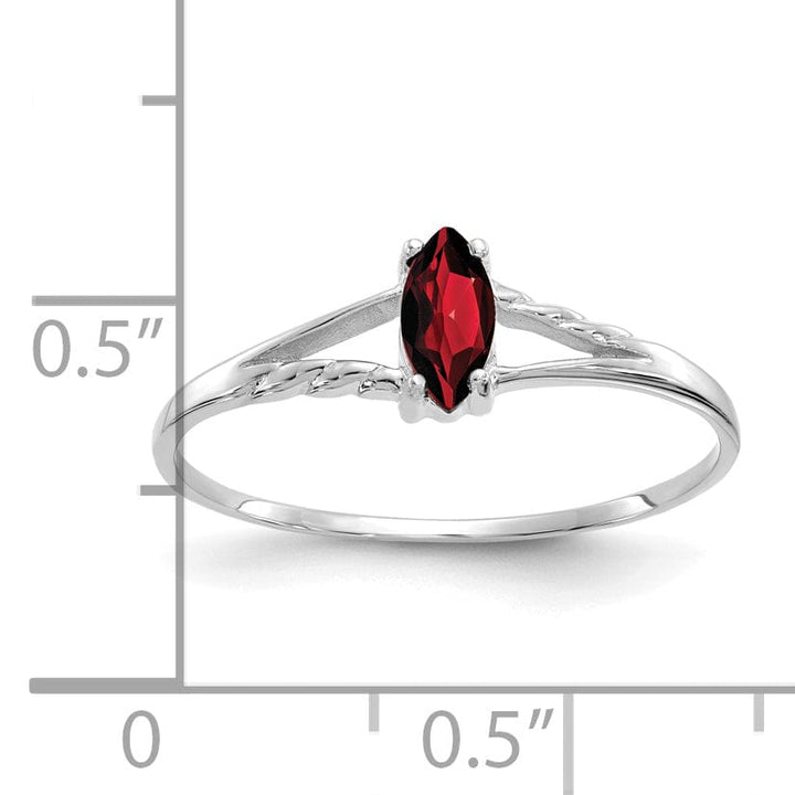 14k White Gold Polished Garnet Birthstone Ring