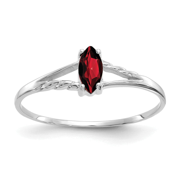 14k White Gold Polished Garnet Birthstone Ring