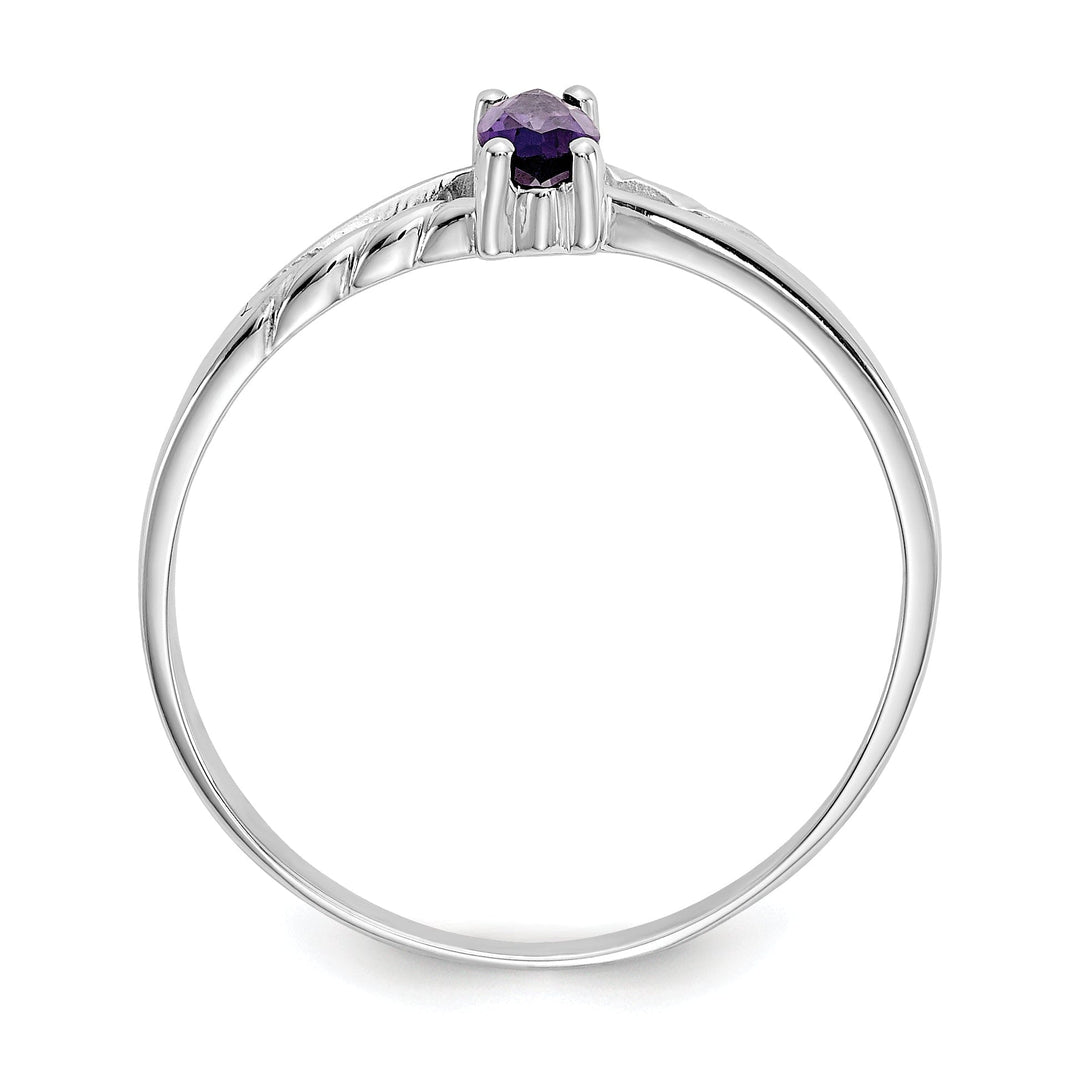 14k White Gold Polished Amethyst Birthstone Ring