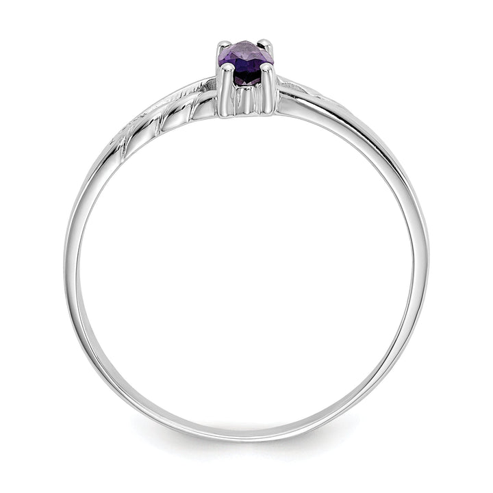 14k White Gold Polished Amethyst Birthstone Ring