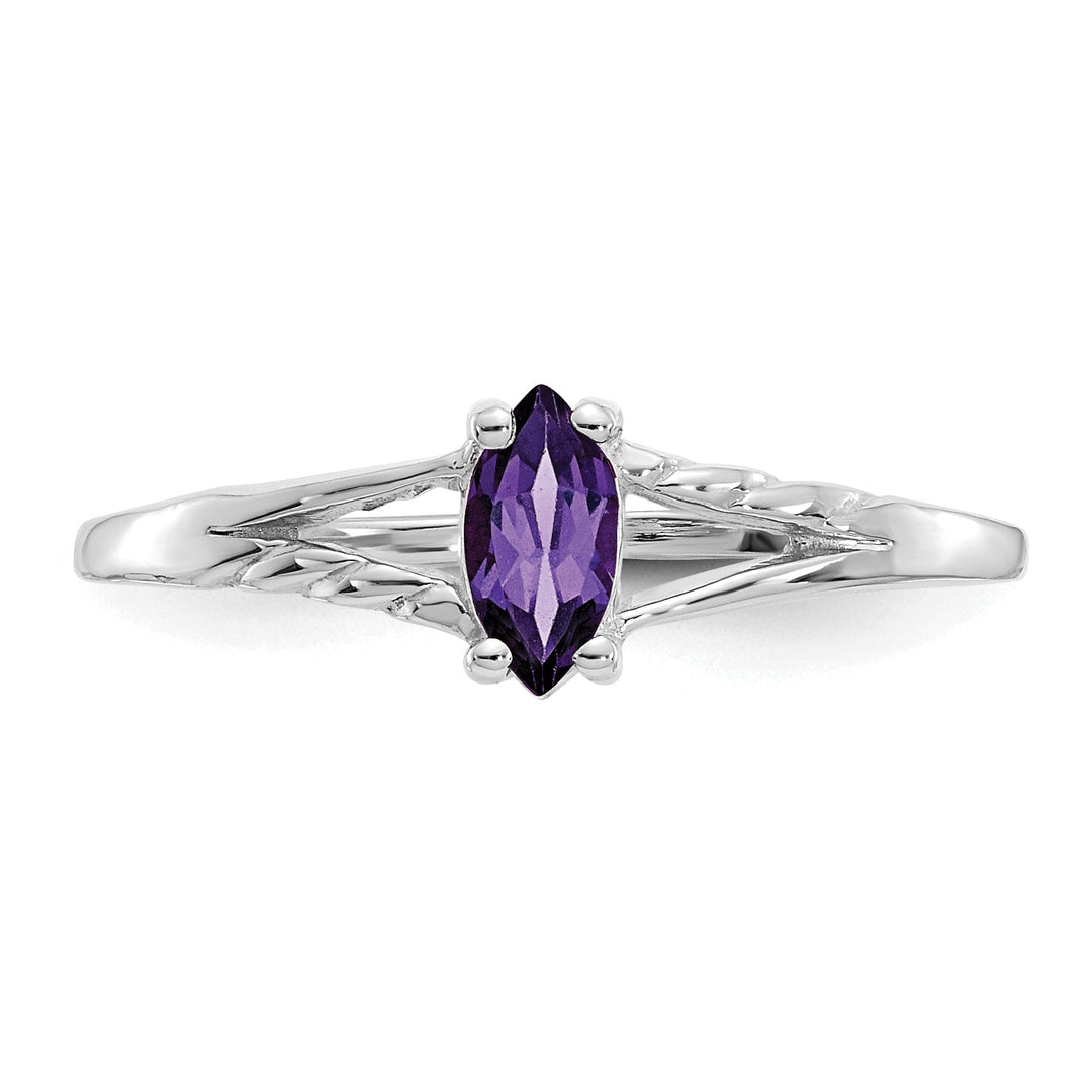 14k White Gold Polished Amethyst Birthstone Ring