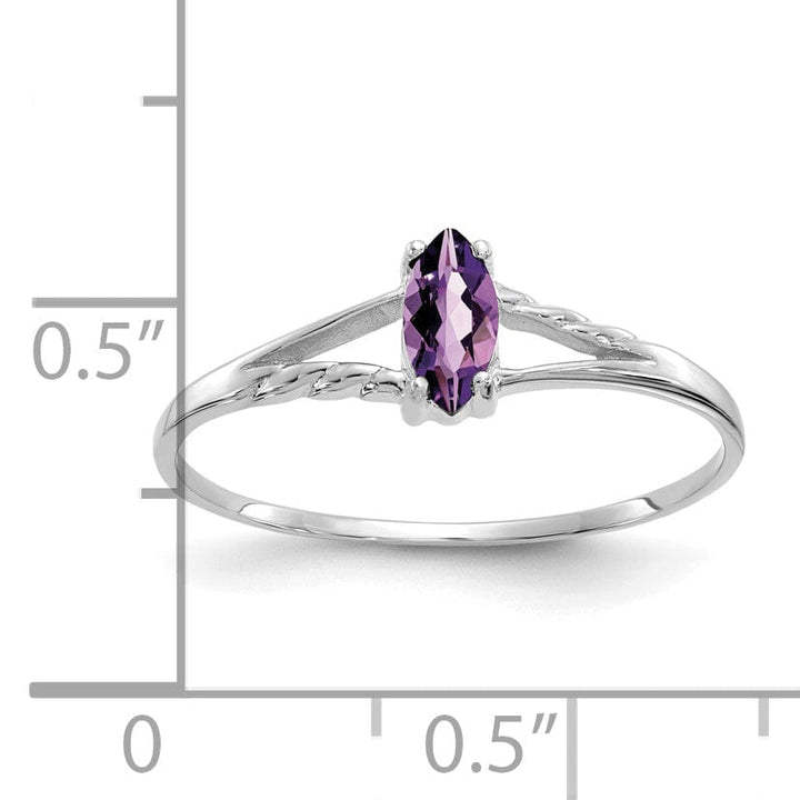 14k White Gold Polished Amethyst Birthstone Ring