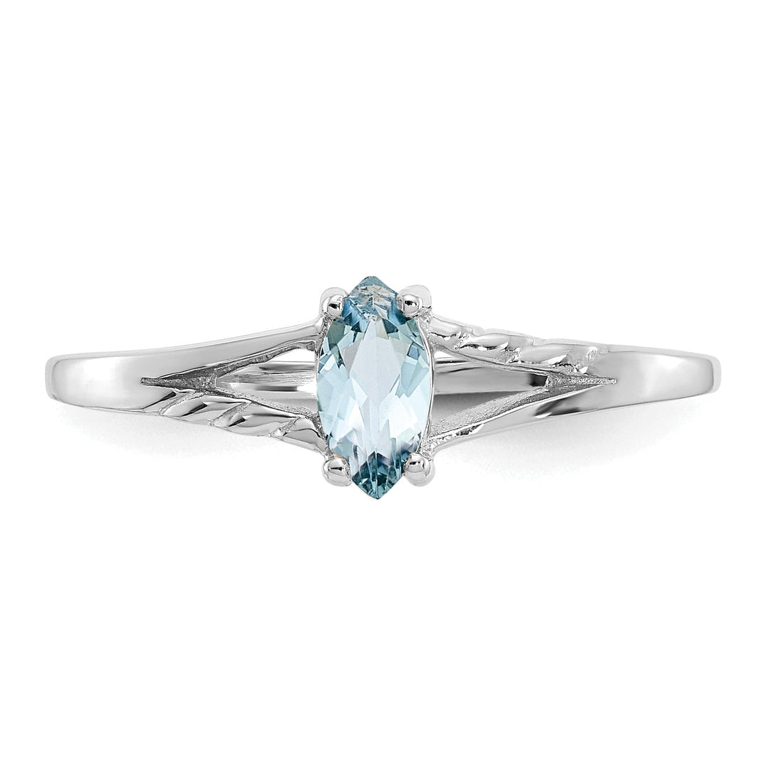 14k White Gold Polished Aquamarine Birthstone Ring