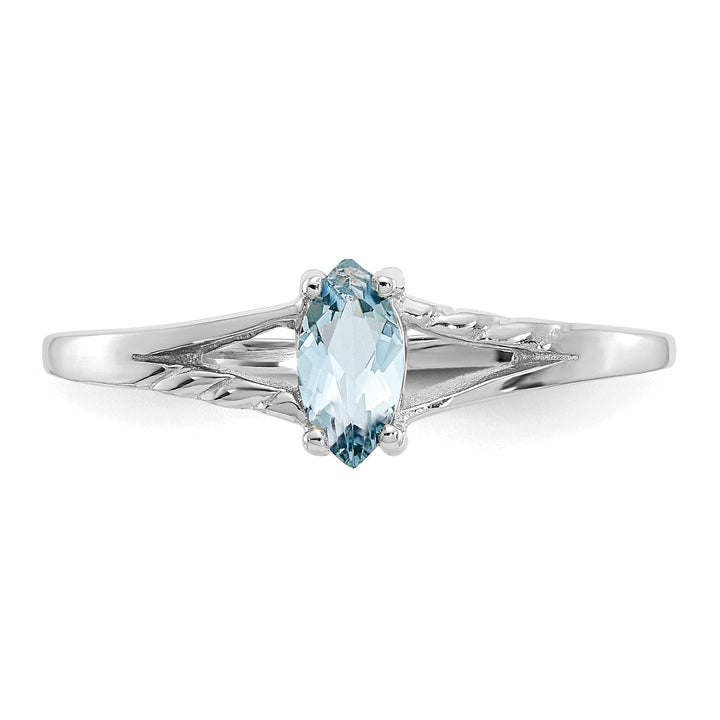 14k White Gold Polished Aquamarine Birthstone Ring