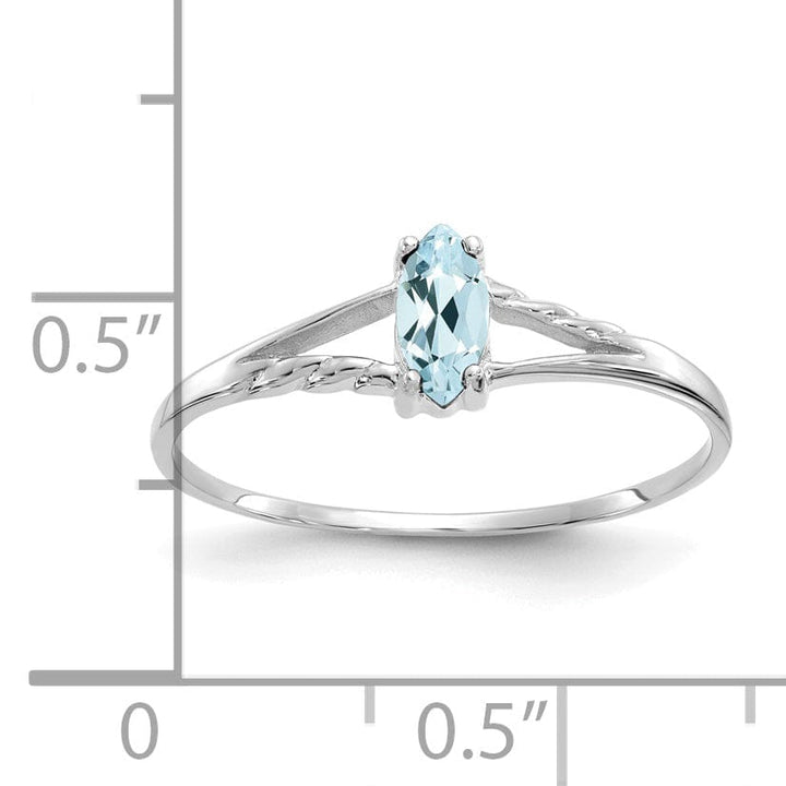 14k White Gold Polished Aquamarine Birthstone Ring